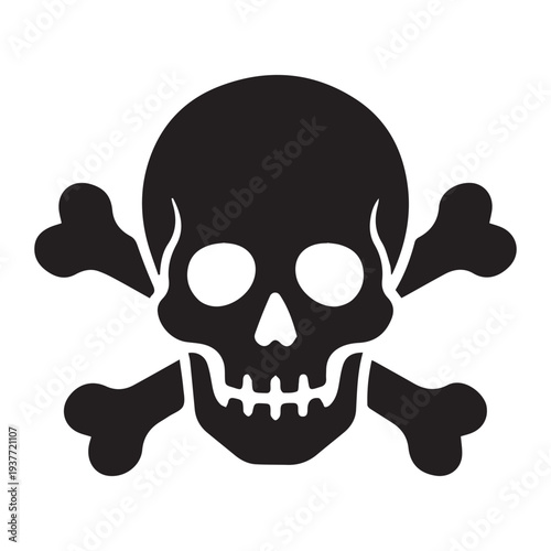 Skull and crossbones death danger Icon Silhouette vector black design on a white background