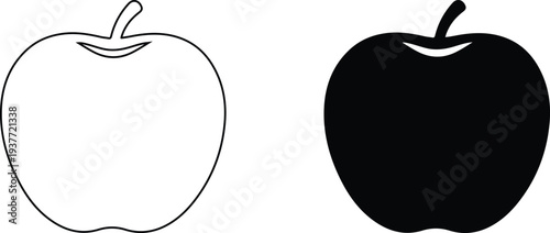 Two apple icons line art and solid fill for design