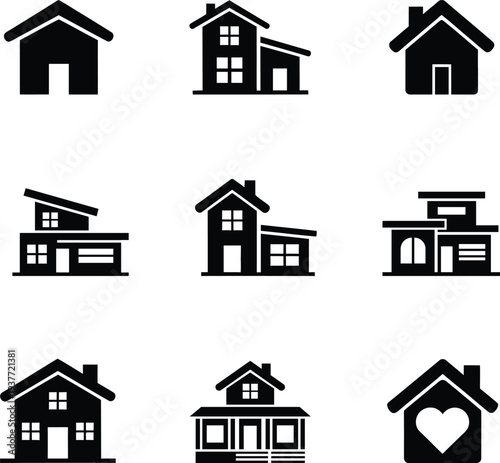 Black Minimalist House Icon Set