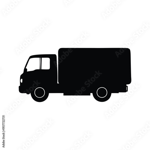 truck reversing with signal silhouette vector illustration, Modern delivery truck silhouette vector illustration for logistics and transportation business branding