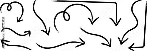 A collection of hand drawn black lines and arrows showcasing various curves angles and directional indicators high quality professional detailed modern elegant stylish