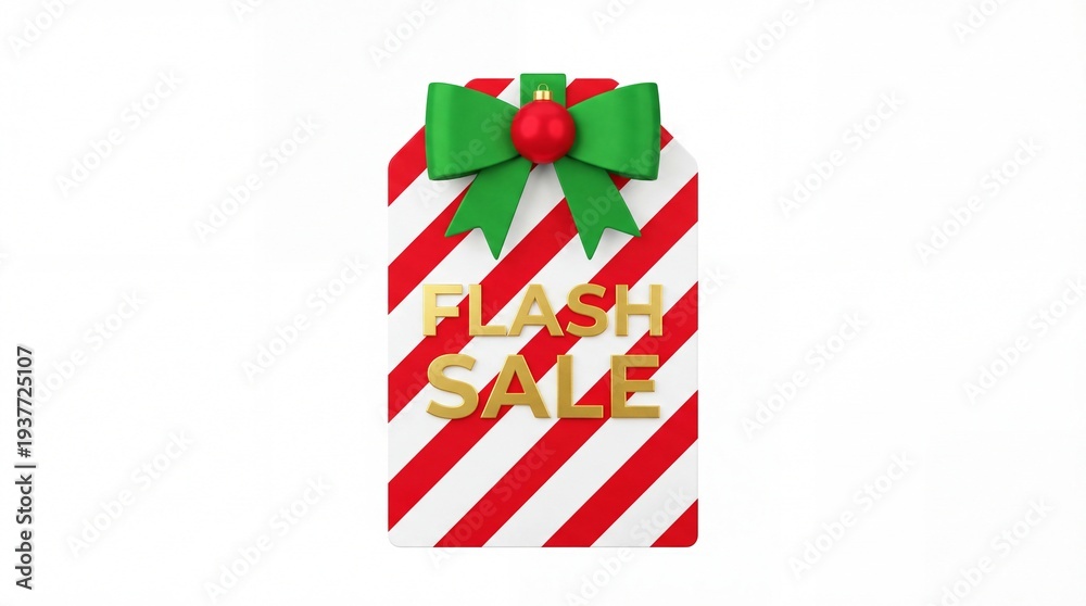 Fototapeta premium Festive Flash Sale Gift Box with Red and White Stripes.