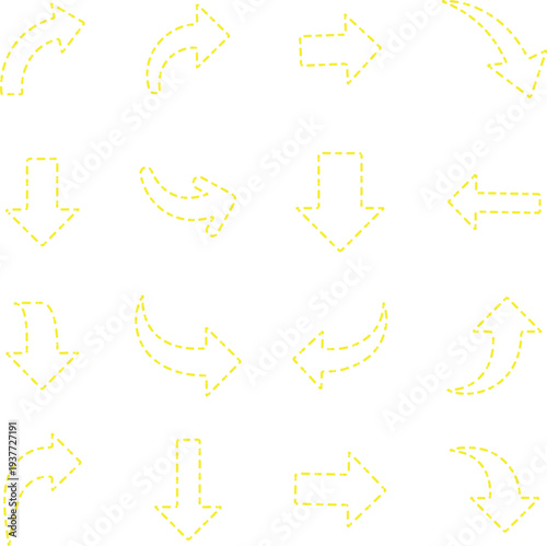 Yellow dashed arrows rotating in circular pattern