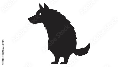 Little Red Riding Hood illustration with big black wolf