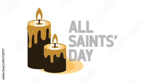 Candle vector illustration for All Saints' Day with melting wax