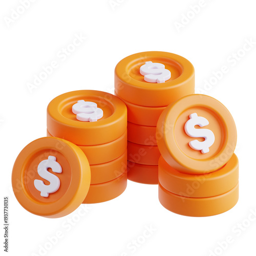 3d render of a stack of coins