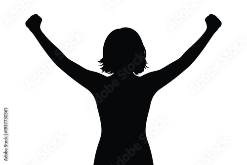 Silhouette of a person with arms raised in triumph