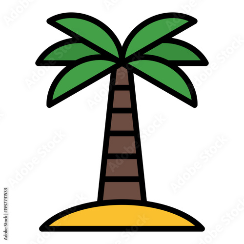 Palm tree Filled Line icon. Desert oasis symbol. Middle eastern Islamic culture Filled Line icon