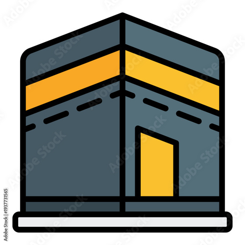 Kaaba Filled Line icon. Holy mosque symbol. Islamic pilgrimage and prayer Filled Line icon