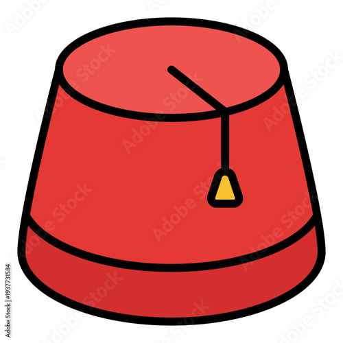 Fez Filled Line icon. Traditional Muslim hat symbol. Islamic culture clothing Filled Line icon