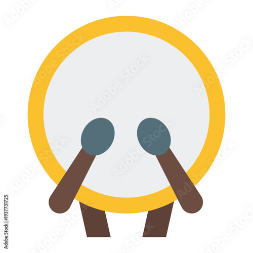 Drum Flat icon. Islamic celebration drum symbol. Ramadan tradition music Flat icon