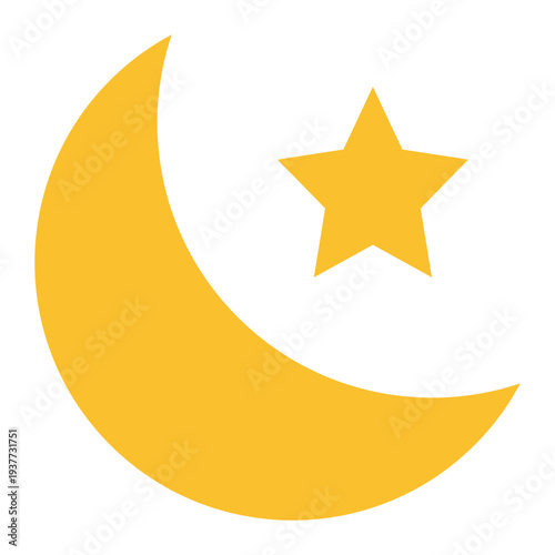 Crescent moon Flat icon. Islamic moon symbol. Ramadan and Muslim holiday Flat icon