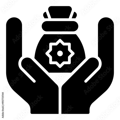 Zakat glyph icon. Islamic charity symbol. Muslim obligation donation glyph icon