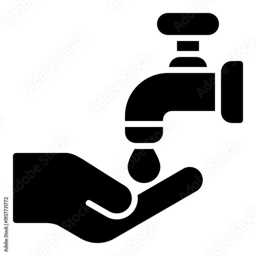 Wudhu glyph icon. Ablution symbol. Muslim purification ritual glyph icon