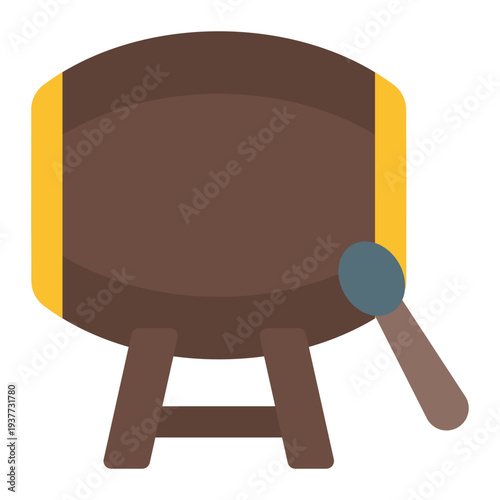Bedug Flat icon. Traditional Ramadan drum symbol. Islamic prayer time announcement Flat icon
