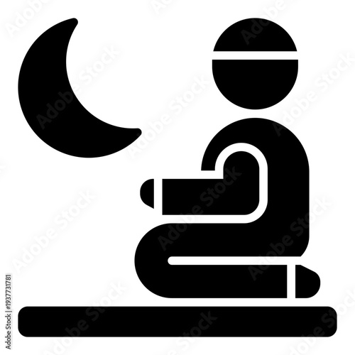 Shalat glyph icon. Islamic prayer ritual symbol. Muslim daily worship glyph icon