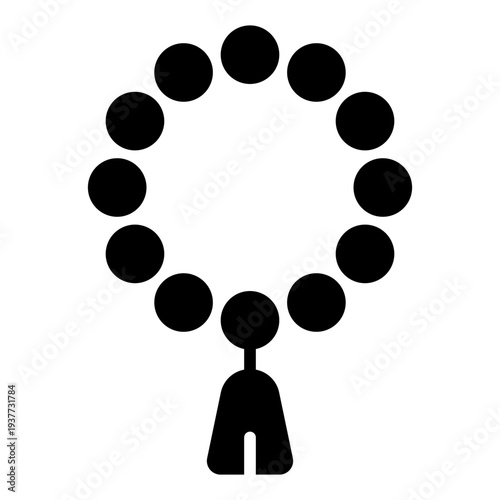 Tasbih glyph icon. Prayer beads symbol. Islamic dhikr worship glyph icon