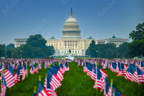 Foto American flags near Capitol