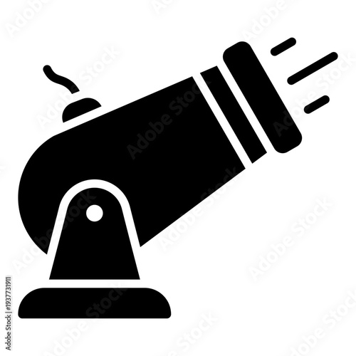 Cannon glyph icon. Ramadan cannon symbol. Iftar time announcement tradition glyph icon