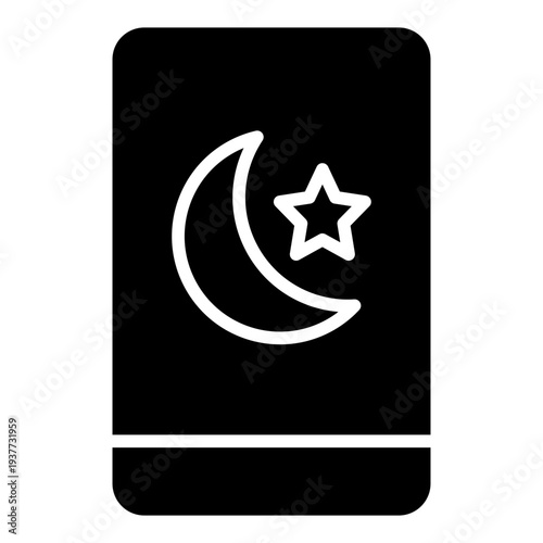 App glyph icon. Islamic prayer application symbol. Ramadan and Muslim lifestyle glyph icon