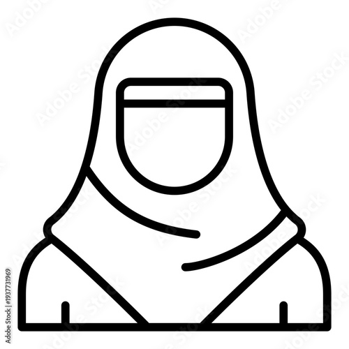 Muslimah Line icon. Islamic woman symbol. Muslim female character Line icon