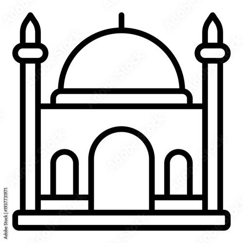 Mosque Line icon. Islamic worship building symbol. Muslim prayer place Line icon