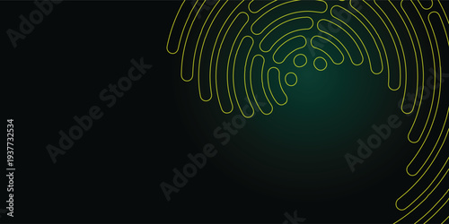 Abstract Fingerprint Pattern on Dark Green Background.