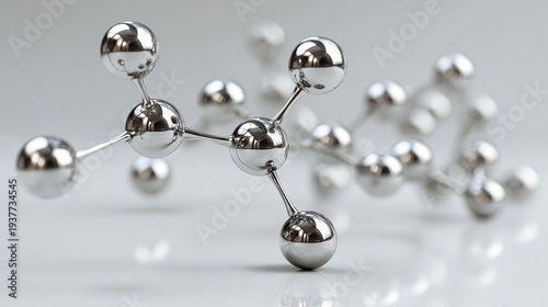 Scientific molecular structure model with metal spheres