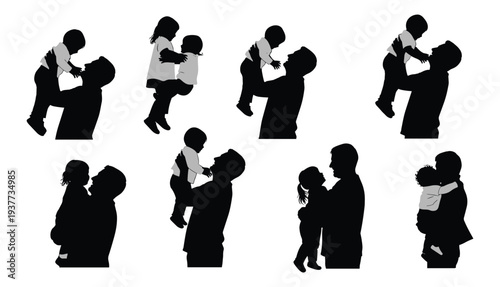Couple love silhouette set romantic couple hugging kissing icons. kissing couple silhouette. relationship silhouette vector