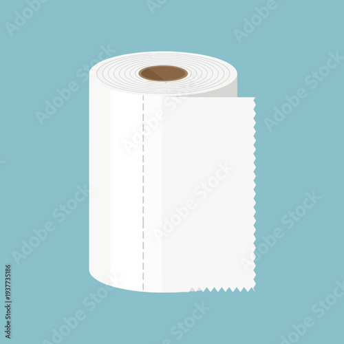 Single roll of white toilet paper with a brown core.