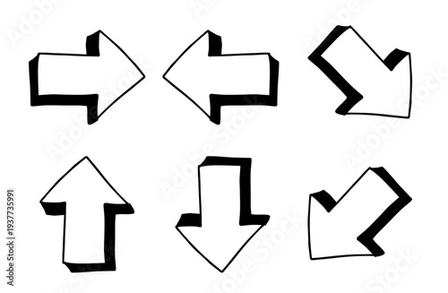 矢印　白黒　手書き