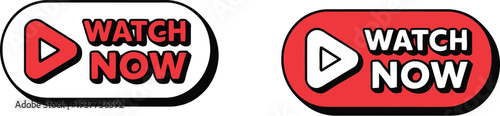 Watch now button vector icons for video streaming and online media