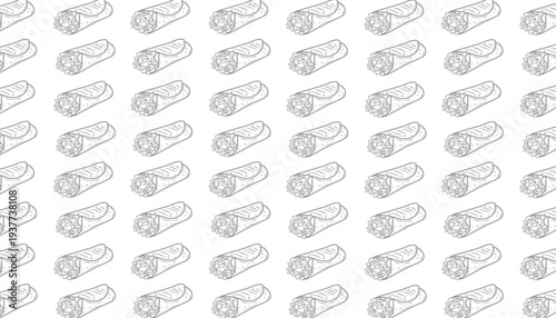 Shawarma Seamless Pattern. Middle Eastern Wrap Food Doodle Background. Hand Drawn Shawarma Vector Illustration.