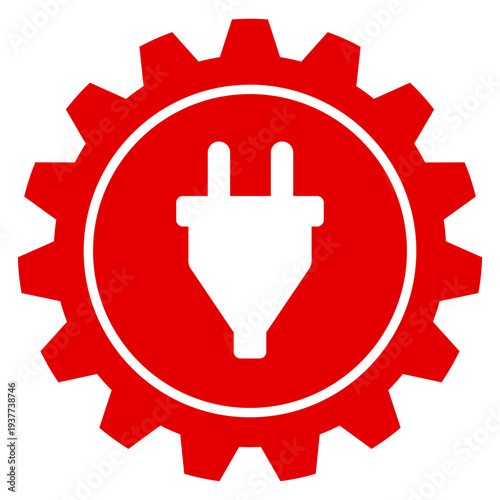Stecker Symbol im Zahnrad Icon für Energie Strom Anschluss Einstellungen Vektor Grafik Illustration transparent png Element
