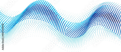 A wavy pattern of blue dots on a white surface viewed from directly above