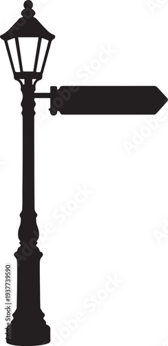 Street lamp post painted silhouette vector.