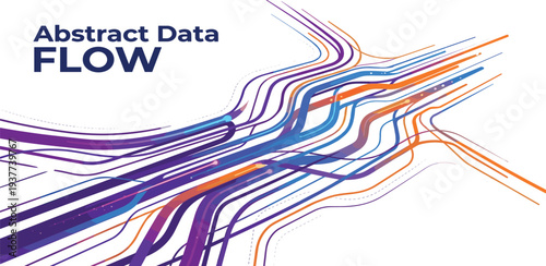 Abstract flowing data streams visualized with vibrant lines and colors in a dynamic digital illustration