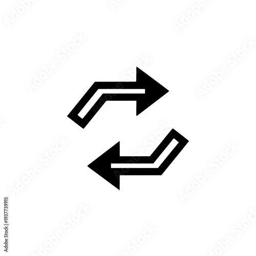 Minimal turnover vector icon black circular arrows symbol EPS10 isolated on white