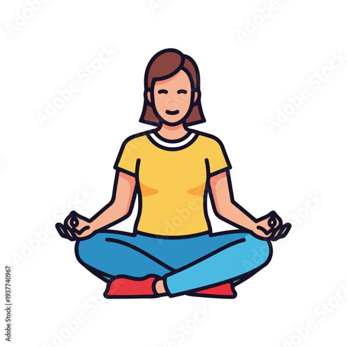 Woman sitting in lotus position with eyes closed in meditation
