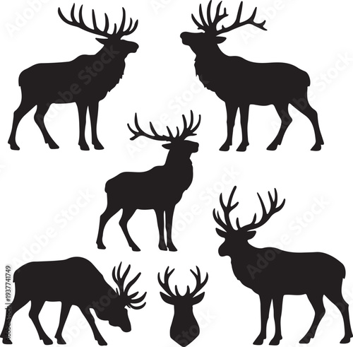 Variant style of elk silhouette vector illustration