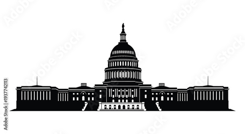 A striking black silhouette of the united states capitol building showcasing its iconic architecture silhouette high quality professional