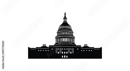 A striking black silhouette of the united states capitol building in washington dc silhouette high quality professional detailed