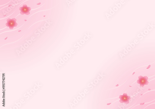 桜の花吹雪のフレームイラスト_ピンク
