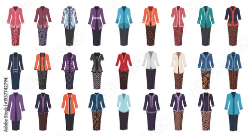 Assorted Colorful Jackets on Mannequins.