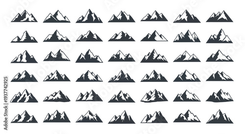 Black Mountain Silhouettes on White.