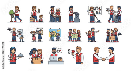 Cartoon People Working Together.