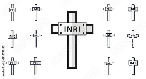 Christian Cross Symbol INRI Illustration.
