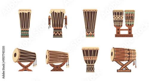 Collection of African Djembe Drums.