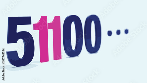 Large number five one one zero zero with ellipsis on light background