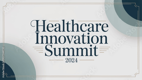 Healthcare innovation summit 2024 logo with modern design elements and geometric shapes on white background